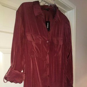 NWT Express Satin long sleeve Blouse